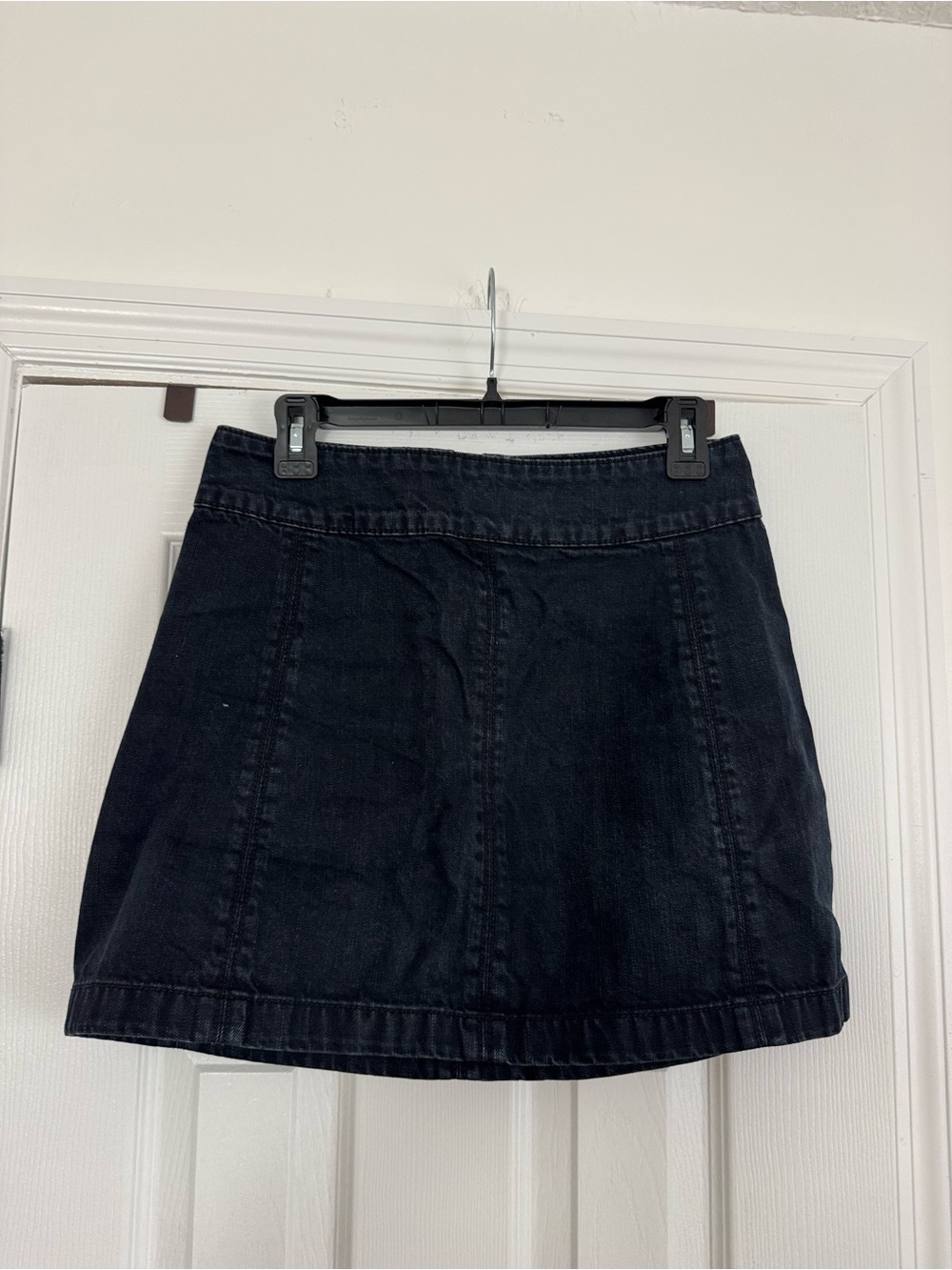 Free People Classic Black Denim A-Line Skirt - Women